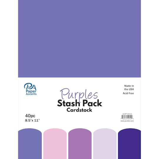 PA Paper&#x2122; Accents Purples Stash Pack 8.5&#x22; x 11&#x22; Cardstock, 40 sheets